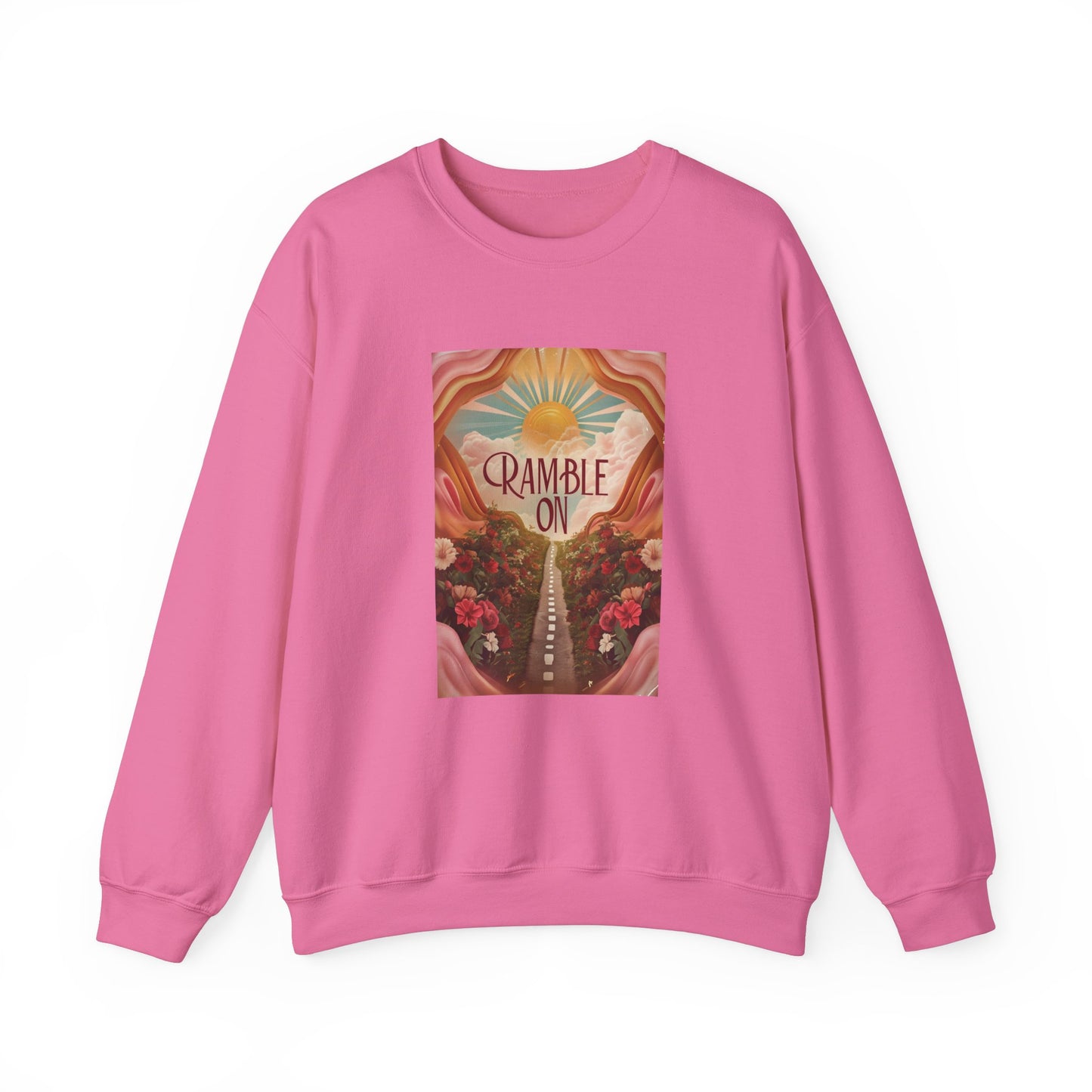 Ramble On in floral pink Crewneck Sweatshirt - Cozy Vintage Style for Adventurers