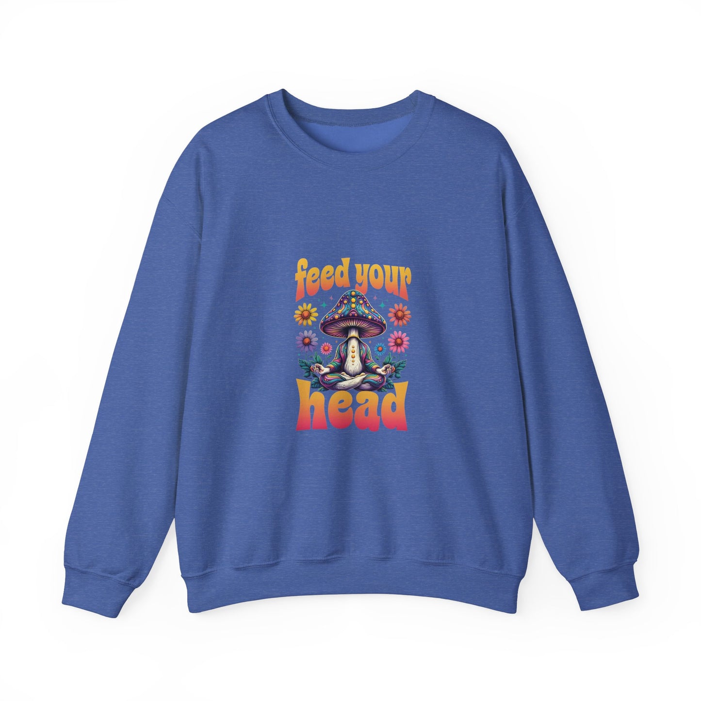 Feed Your Head Mushroom Unisex Heavy Blend™ Crewneck Sweatshirt - Psychedelic Floral Design