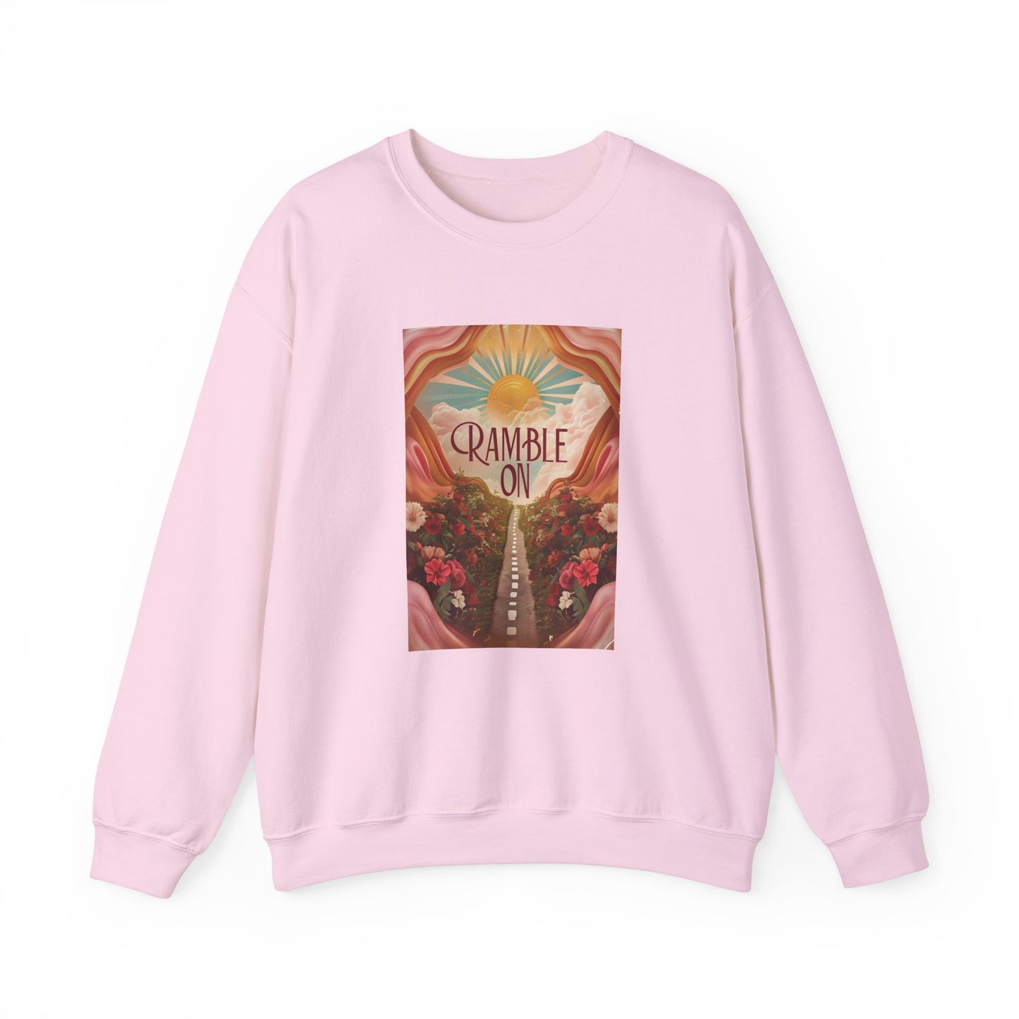 Ramble On in floral pink Crewneck Sweatshirt - Cozy Vintage Style for Adventurers