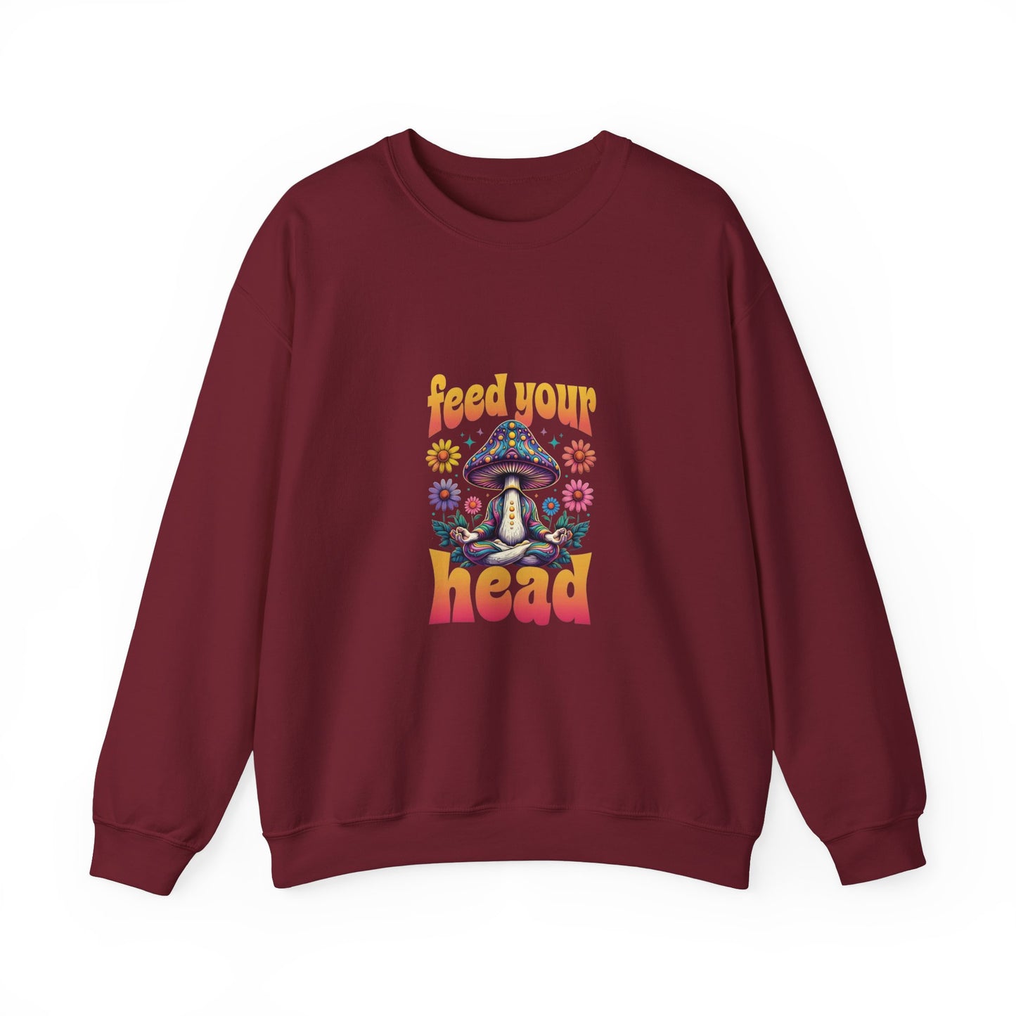 Feed Your Head Mushroom Unisex Heavy Blend™ Crewneck Sweatshirt - Psychedelic Floral Design