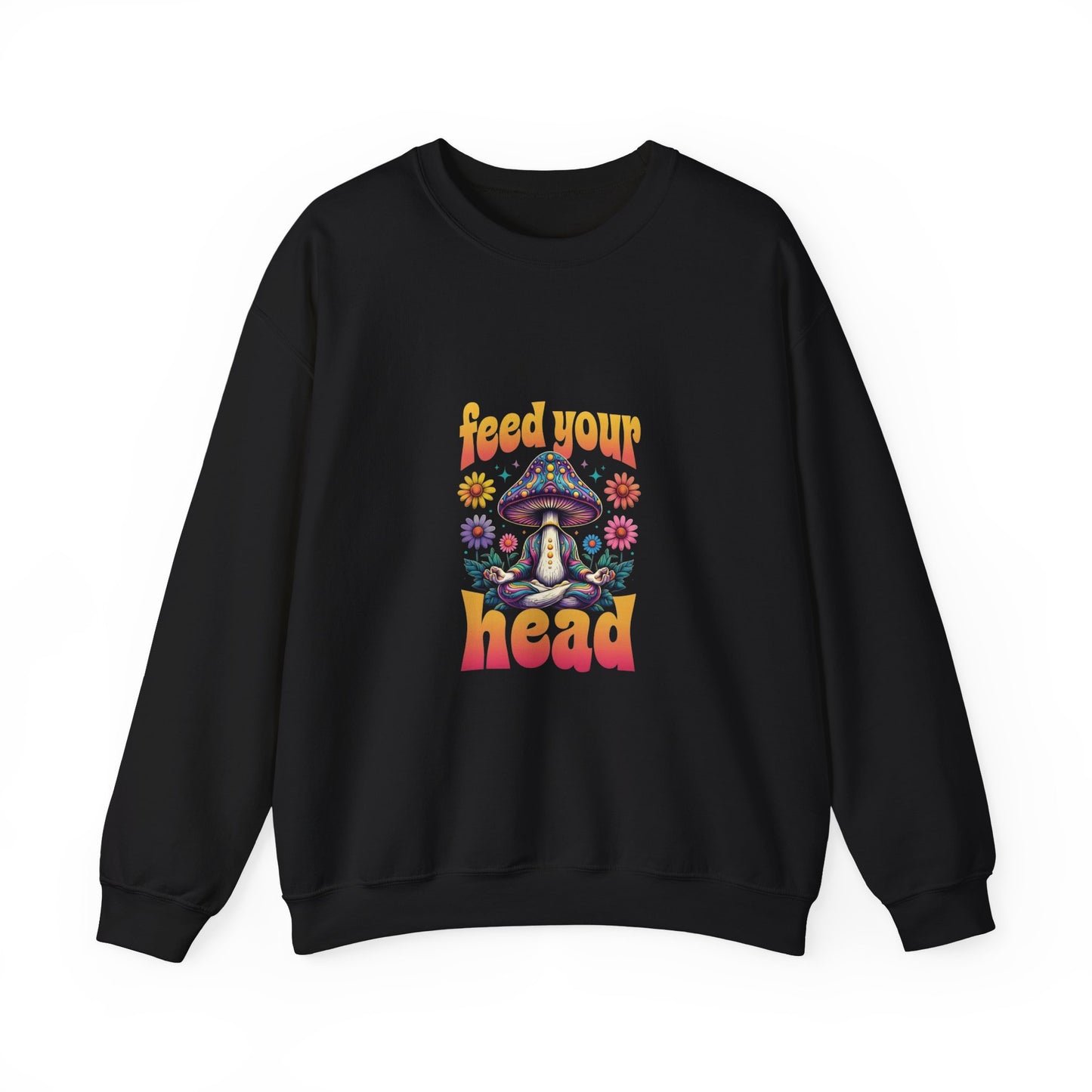 Feed Your Head Mushroom Unisex Heavy Blend™ Crewneck Sweatshirt - Psychedelic Floral Design