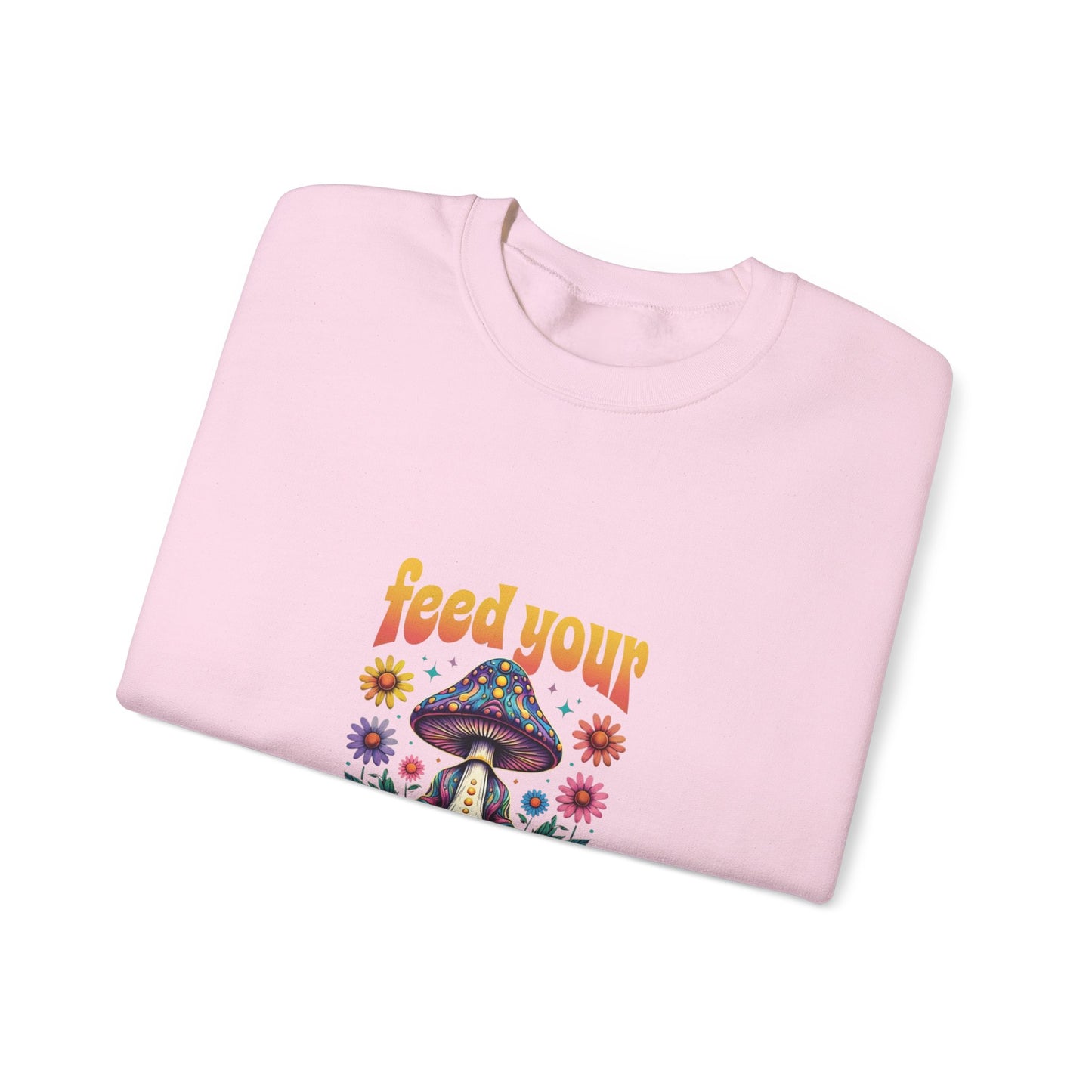 Feed Your Head Mushroom Unisex Heavy Blend™ Crewneck Sweatshirt - Psychedelic Floral Design