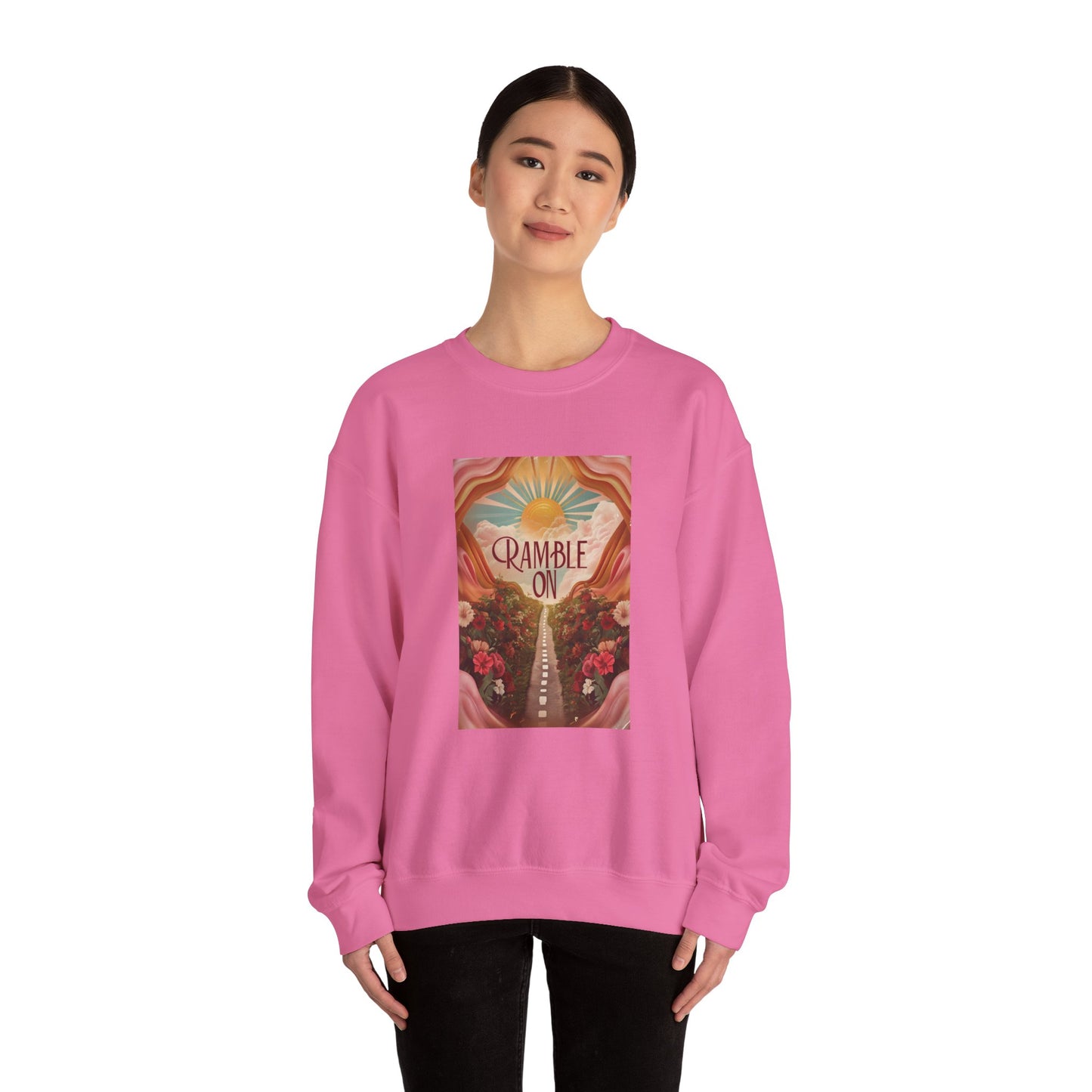 Ramble On in floral pink Crewneck Sweatshirt - Cozy Vintage Style for Adventurers