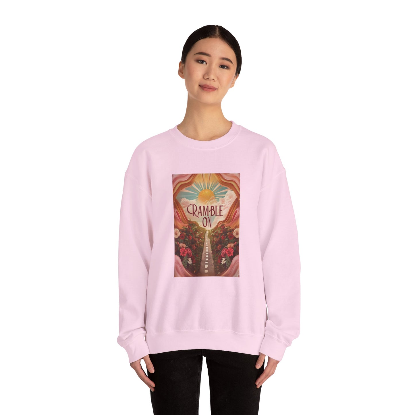 Ramble On in floral pink Crewneck Sweatshirt - Cozy Vintage Style for Adventurers