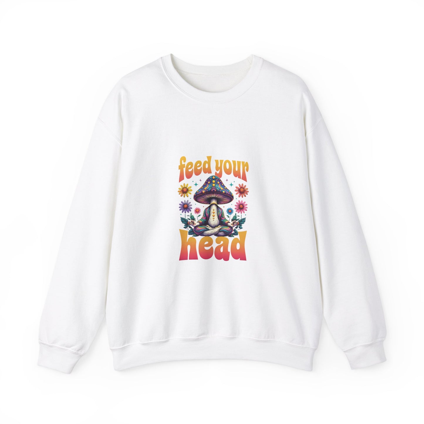 Feed Your Head Mushroom Unisex Heavy Blend™ Crewneck Sweatshirt - Psychedelic Floral Design