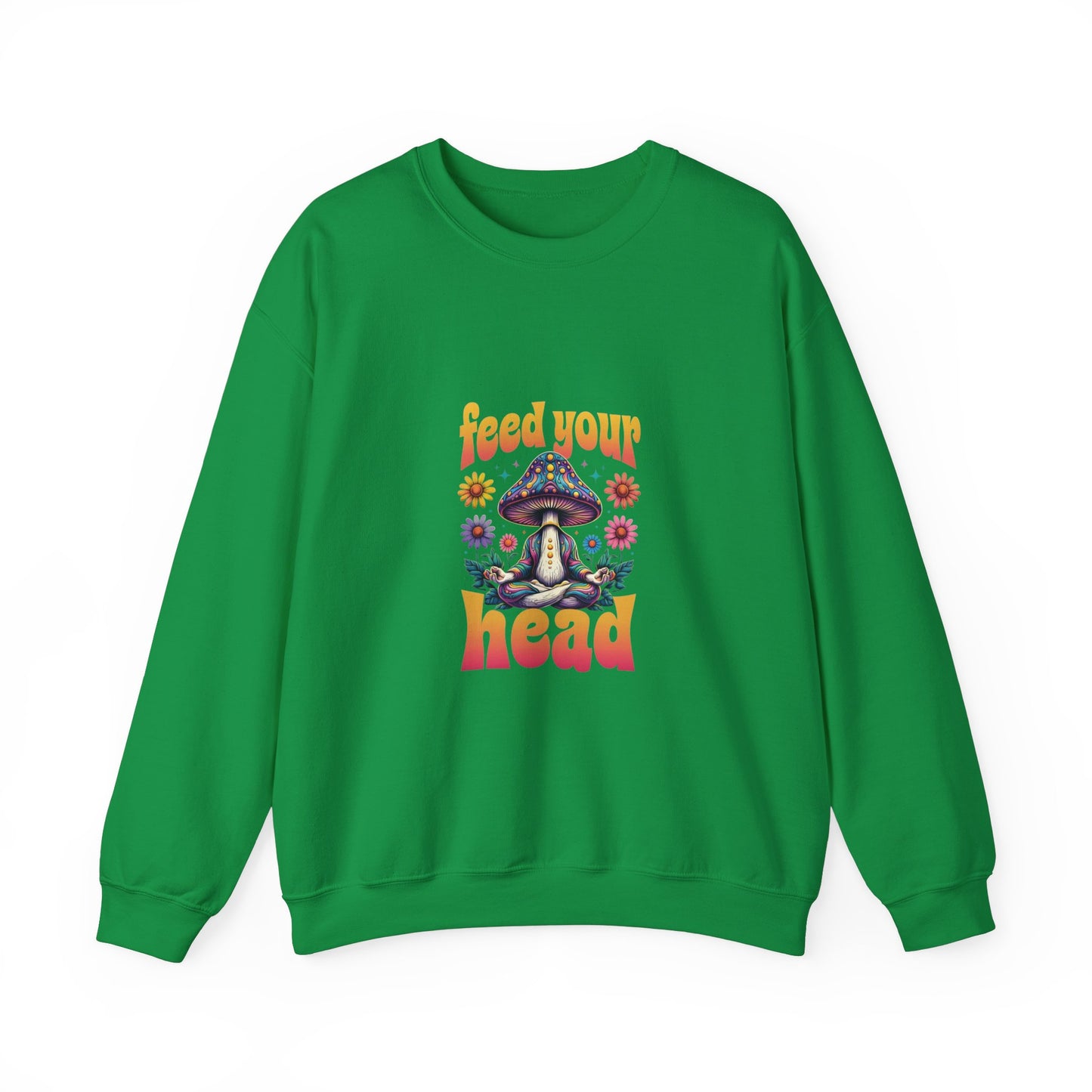 Feed Your Head Mushroom Unisex Heavy Blend™ Crewneck Sweatshirt - Psychedelic Floral Design