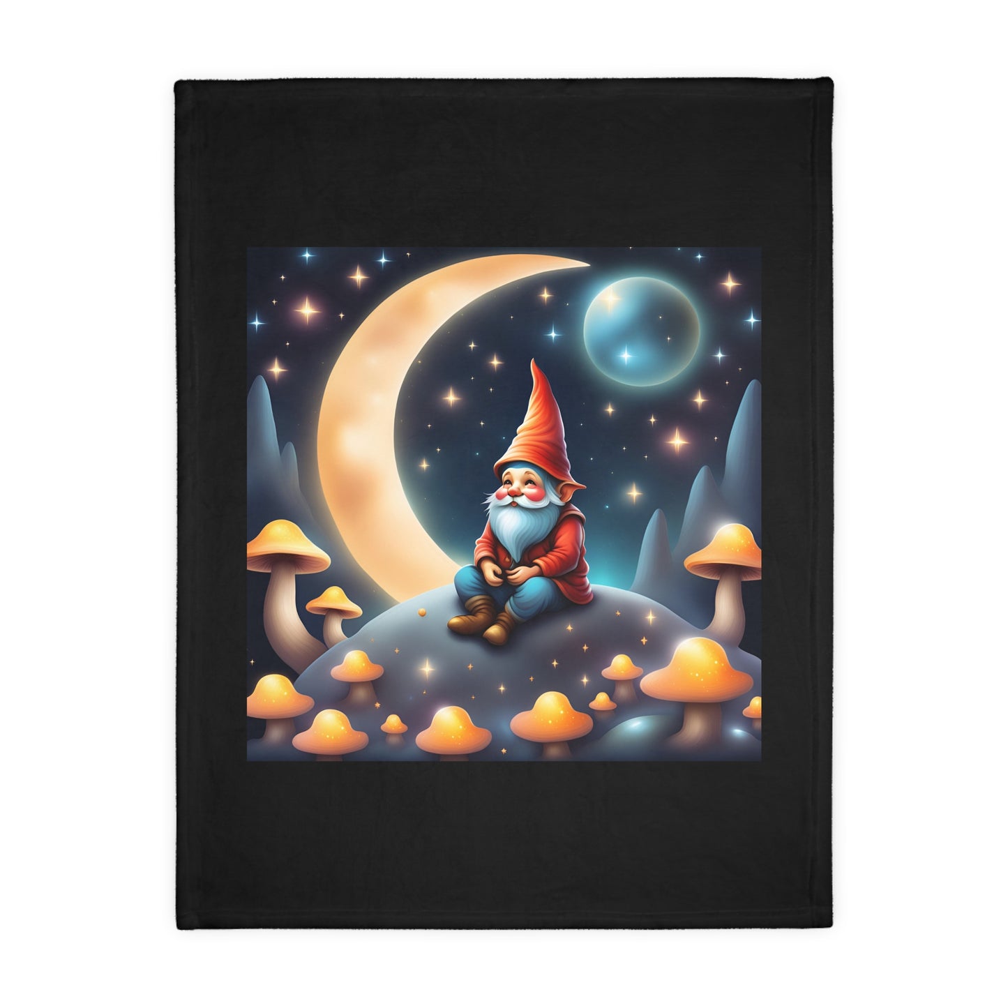 Gnome Home in Space Velveteen Microfiber Blanket (Two-sided print)