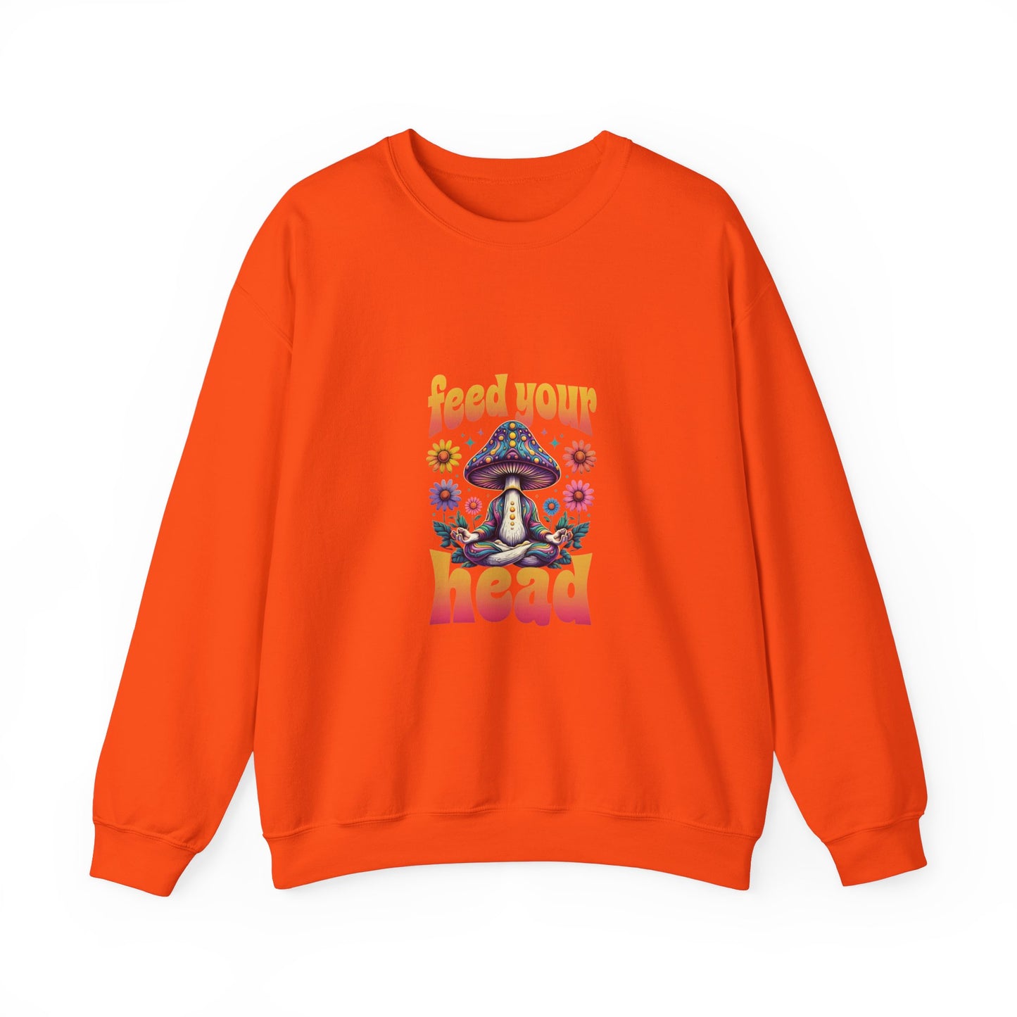 Feed Your Head Mushroom Unisex Heavy Blend™ Crewneck Sweatshirt - Psychedelic Floral Design