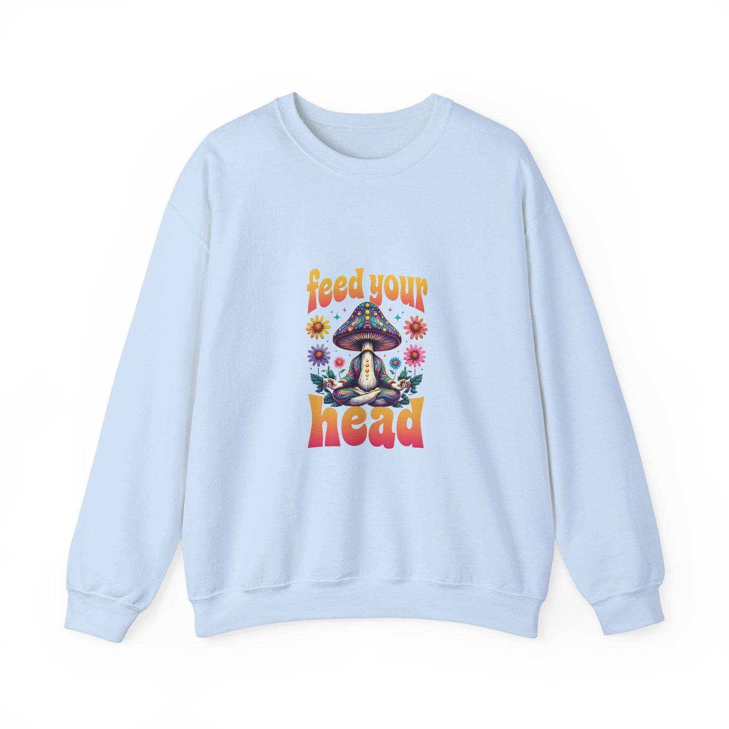 Feed Your Head Mushroom Unisex Heavy Blend™ Crewneck Sweatshirt - Psychedelic Floral Design