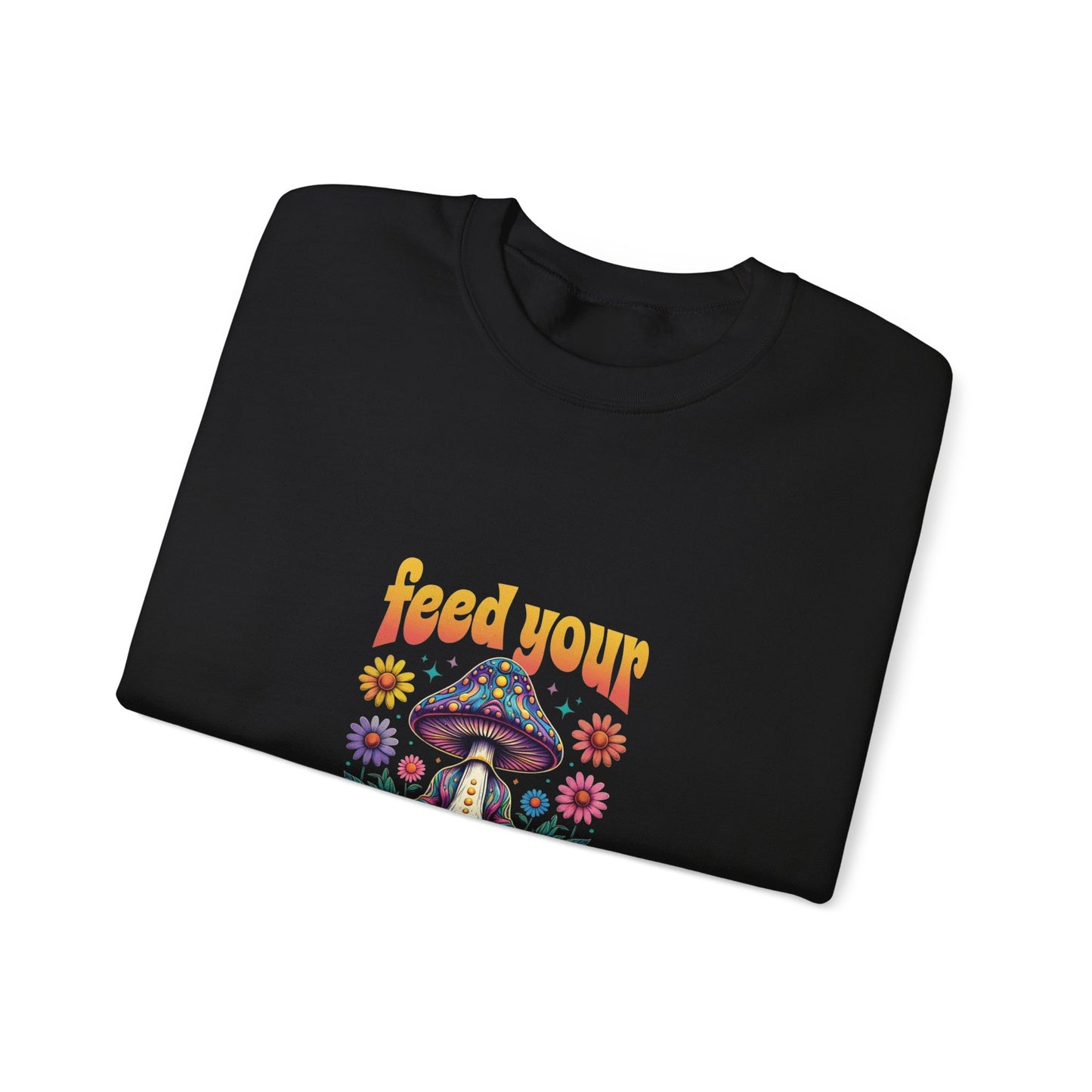 Feed Your Head Mushroom Unisex Heavy Blend™ Crewneck Sweatshirt - Psychedelic Floral Design