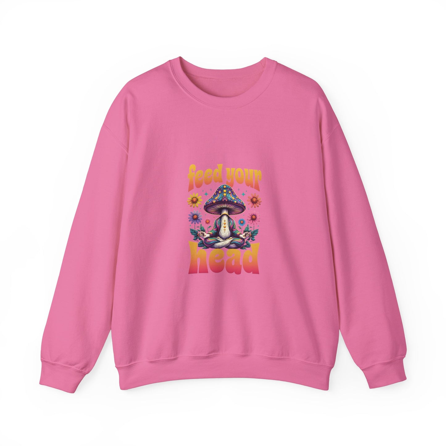 Feed Your Head Mushroom Unisex Heavy Blend™ Crewneck Sweatshirt - Psychedelic Floral Design