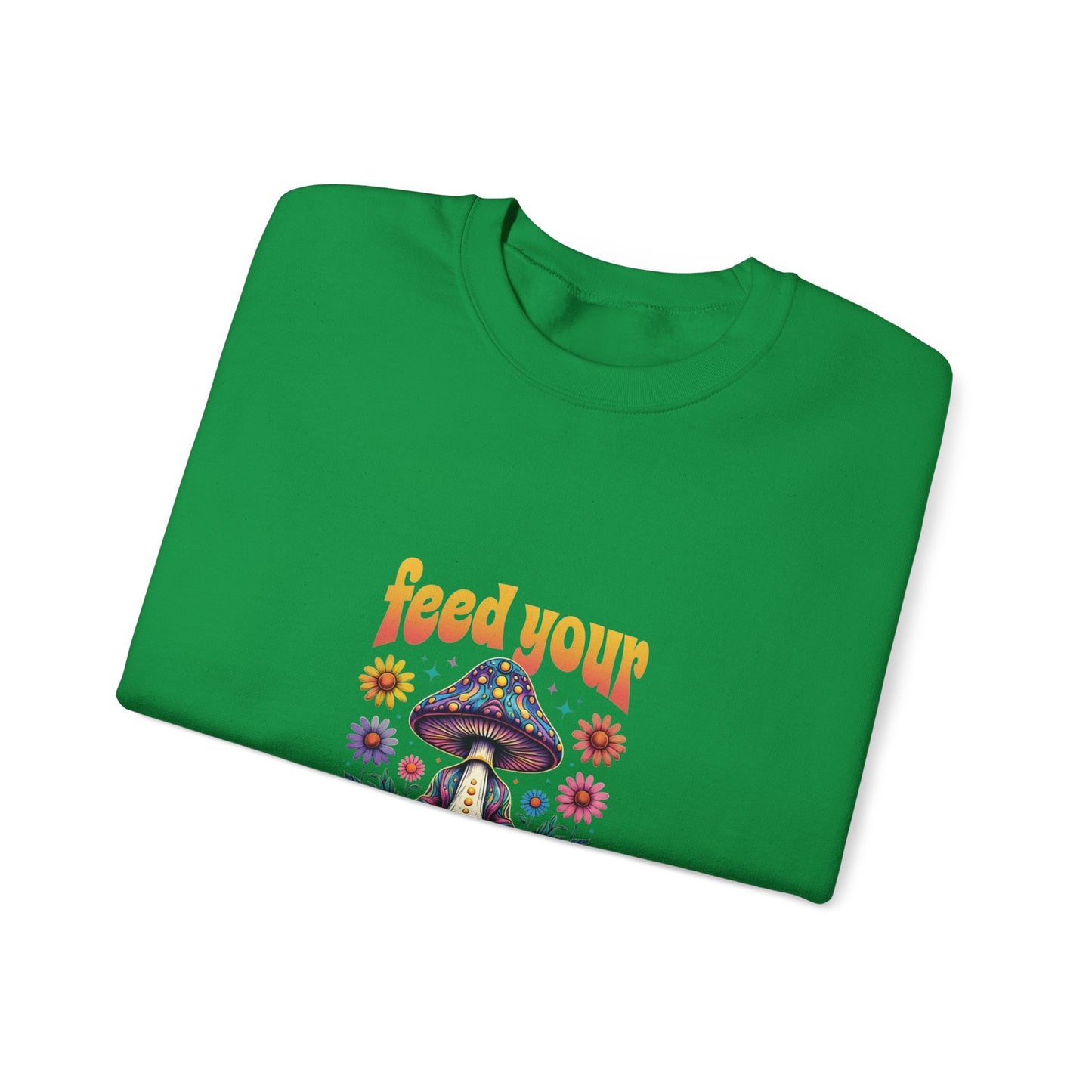 Feed Your Head Mushroom Unisex Heavy Blend™ Crewneck Sweatshirt - Psychedelic Floral Design