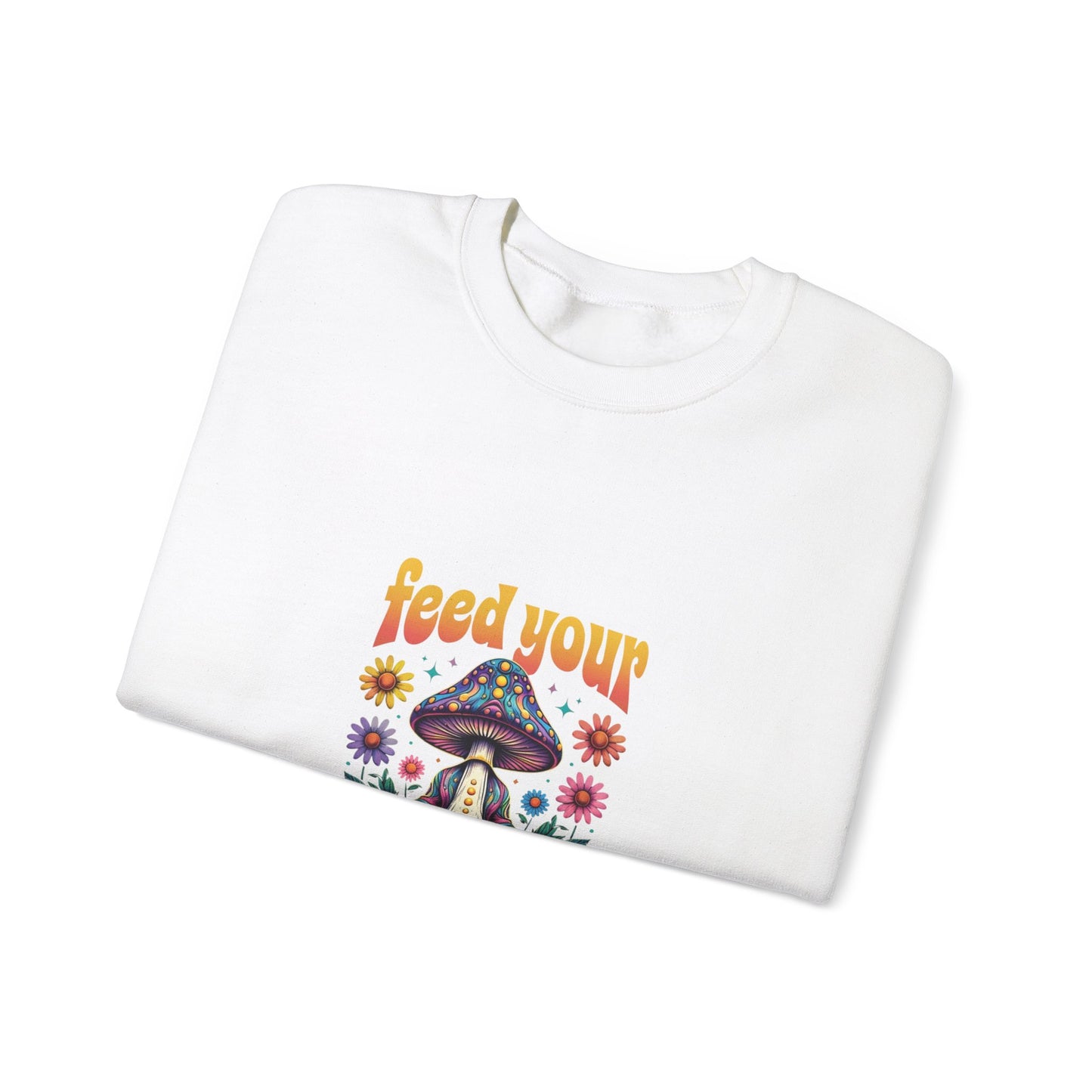 Feed Your Head Mushroom Unisex Heavy Blend™ Crewneck Sweatshirt - Psychedelic Floral Design