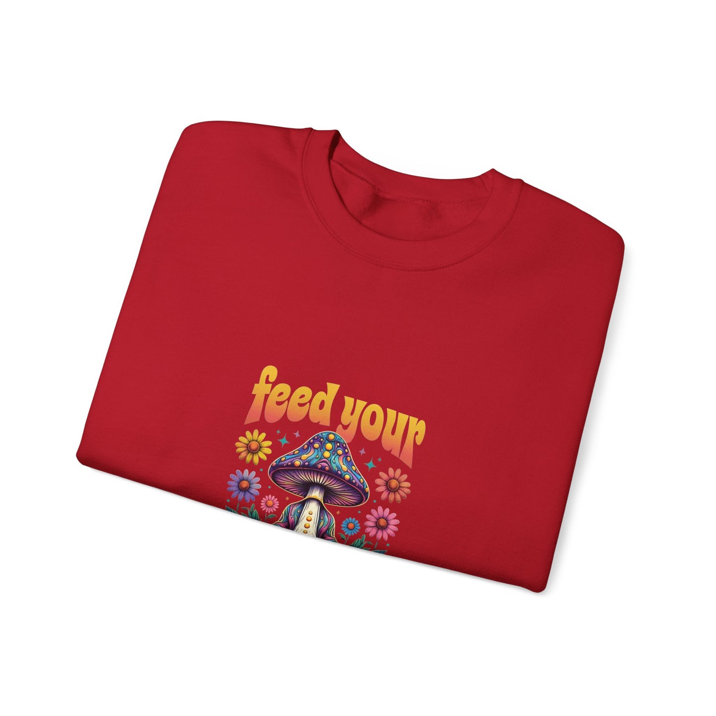 Feed Your Head Mushroom Unisex Heavy Blend™ Crewneck Sweatshirt - Psychedelic Floral Design