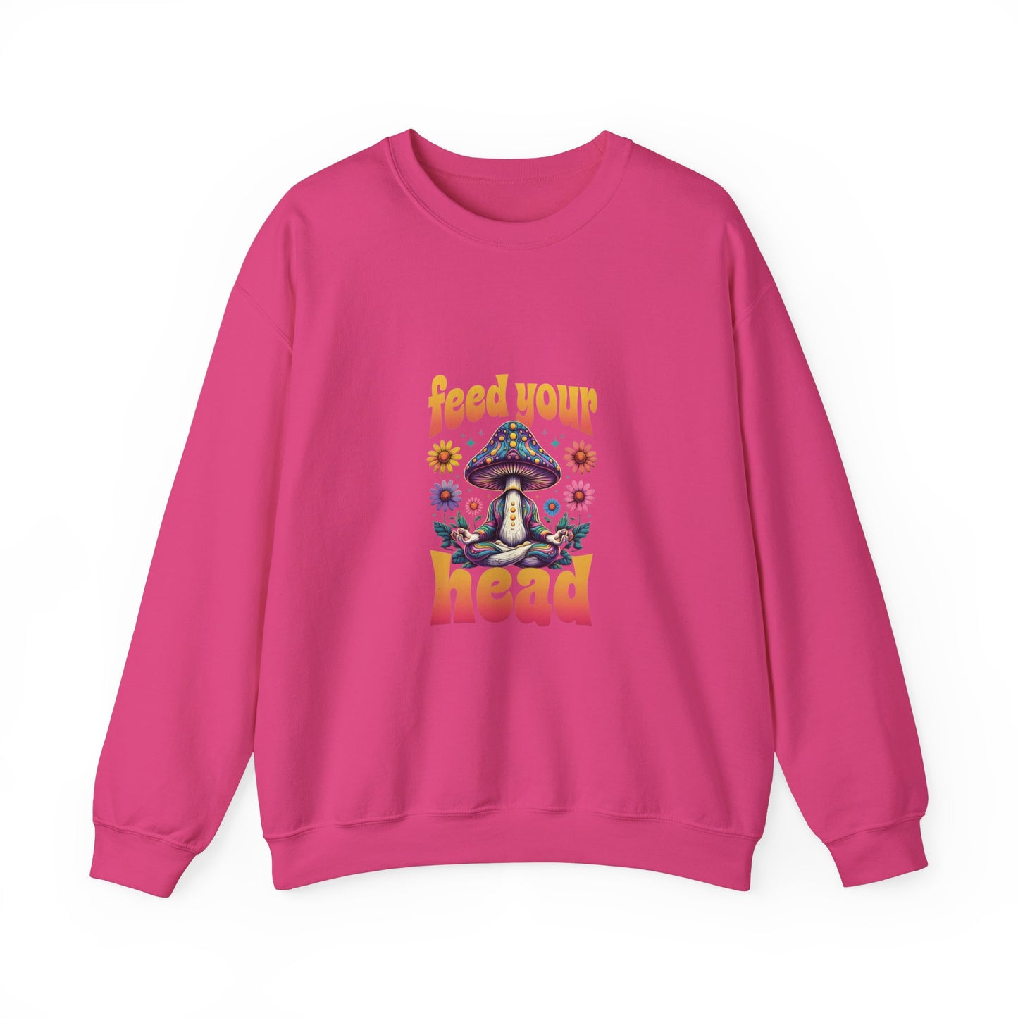 Feed Your Head Mushroom Unisex Heavy Blend™ Crewneck Sweatshirt - Psychedelic Floral Design