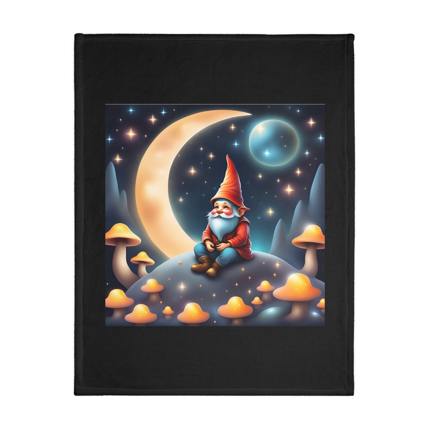 Gnome Home in Space Velveteen Microfiber Blanket (Two-sided print)